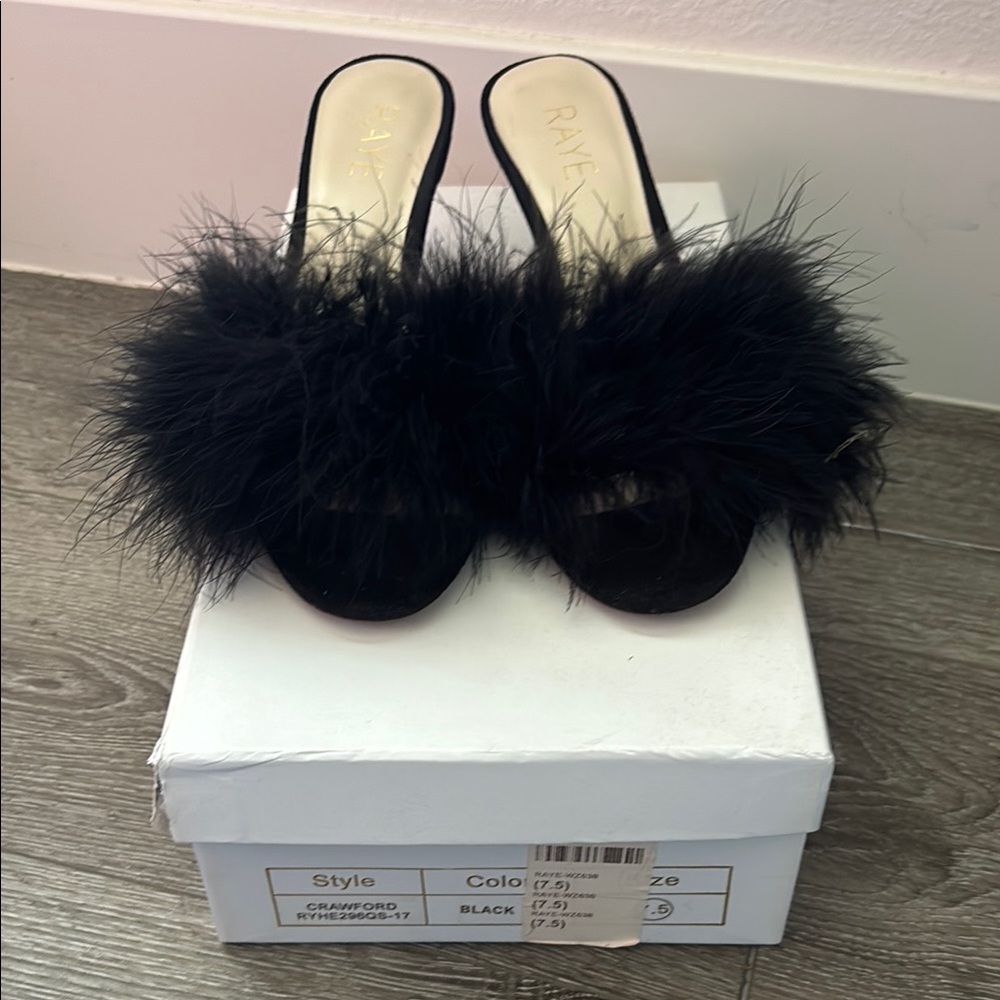 Raye Women's Black Feathered Heels